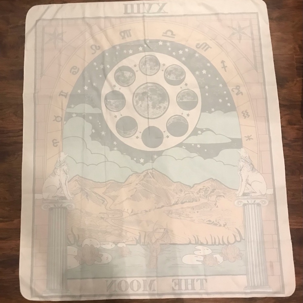 51x59’’ Orange Astrology Tarot Moon Tapestry - Picture 4 of 5